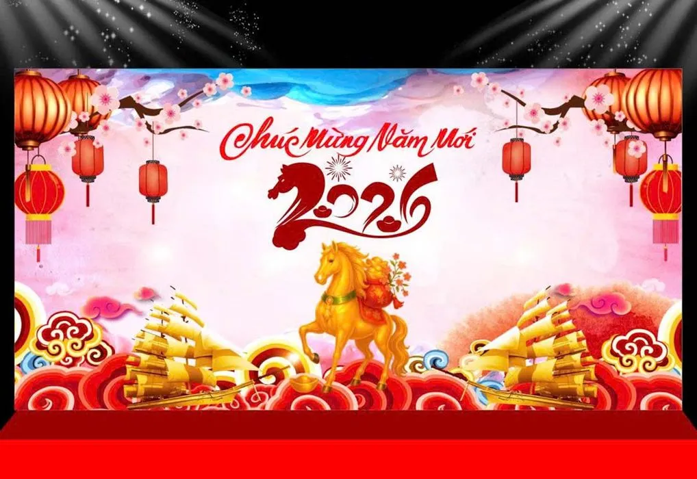 Backdrop Tết 2026 Đinh Dậu - File CDR Vector Sẵn Sàng Chỉnh Sửa