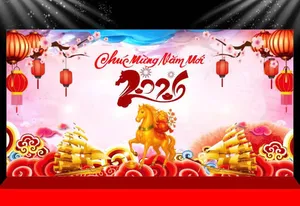 Backdrop Tết 2026 Đinh Dậu - File CDR Vector Sẵn Sàng Chỉnh Sửa