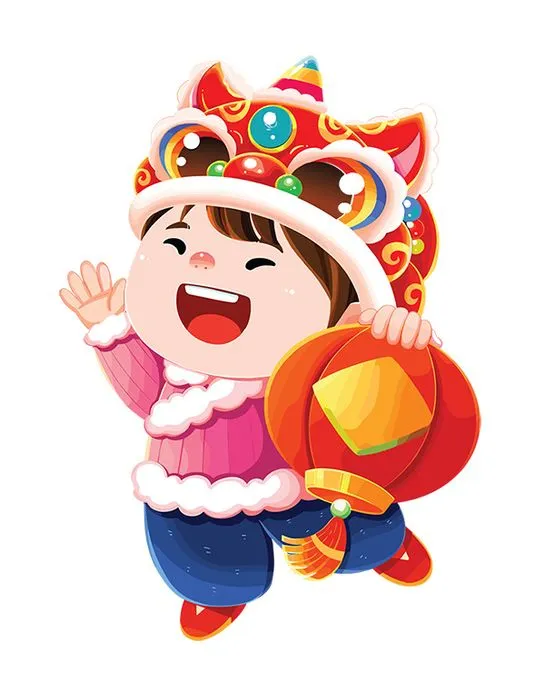 Bé Múa Lân Đón Tết - Hình Minh Họa Vector EPS Đáng Yêu