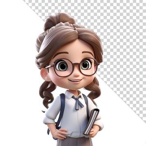 Hình ảnh bé học sinh nữ 3D file PNG mẫu CR904