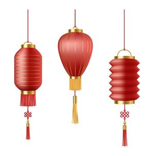 Đèn lồng treo màu đỏ phong cách trung quốc file vector mẫu CR401