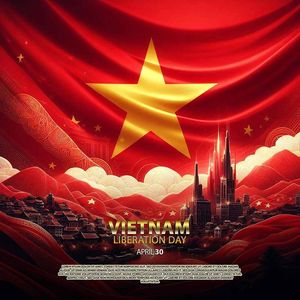 Banner chào mừng ngày giải phóng miền nam thống nhất đất nước file PSD mẫu CR1408