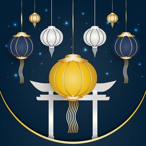 Background đèn lồng trang trí dịp lễ file vector mẫu CR508