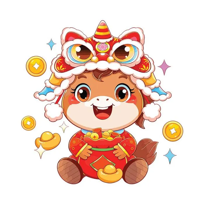 Linh Vật Ngựa Tết Nguyên Đán Dễ Thương - Hình Minh Họa Vector EPS