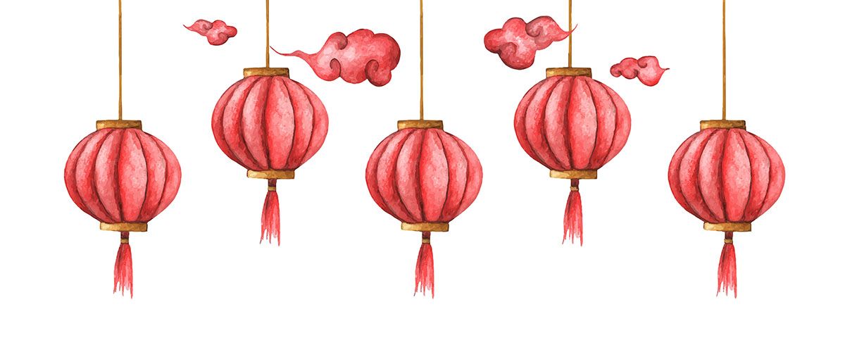 Hình ảnh đèn lồng màu đỏ trang trí lễ hội tết file vector mẫu CR326