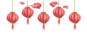 Hình ảnh đèn lồng màu đỏ trang trí lễ hội tết file vector mẫu CR326