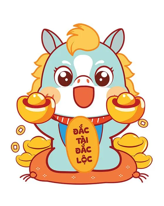 Linh Vật Ngựa Tết Tài Lộc - Hình Minh Họa Vector EPS Độc Đáo