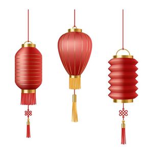 Hình ảnh đèn lồng màu đỏ trang trí ngày lễ tết file vector mẫu CR400