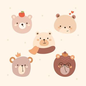 Hình ảnh khuôn mặt chú gấu cute file vector mẫu CR173