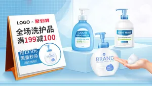 Banner khuyến mãi mỹ phẩm PSD - Sữa rửa tay và sữa rửa mặt