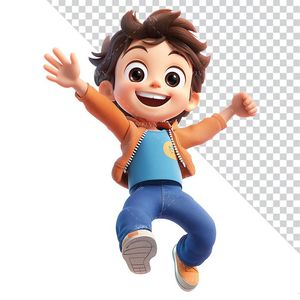 Hình ảnh cậu học sinh 3D vui đến trường file PNG mẫu CR796