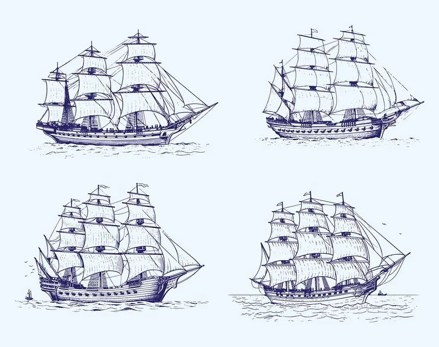 Bộ sưu tập con thuyền buồm file vector mẫu HH139