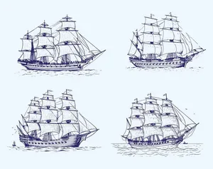 Bộ sưu tập con thuyền buồm file vector mẫu HH139