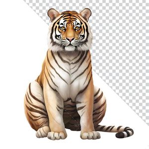 Hình ảnh chú hổ đang ngồi file PNG mẫu CR1053