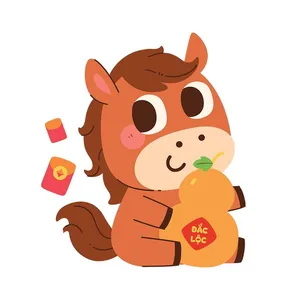 Ngựa Linh Vật Tết Nguyên Đán Dễ Thương - Minh Họa Vector EPS