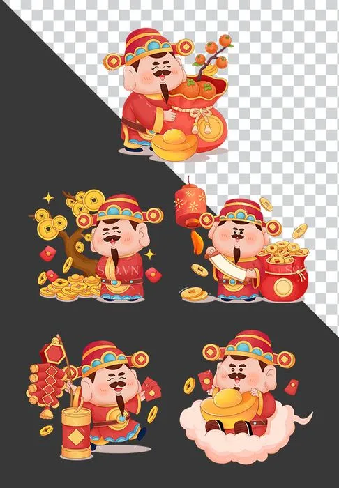 Thần Tài May Mắn - Bộ Sưu Tập Hình Minh Họa PNG Cao Cấp