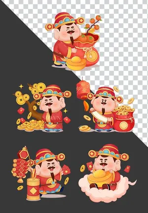 Thần Tài May Mắn - Bộ Sưu Tập Hình Minh Họa PNG Cao Cấp