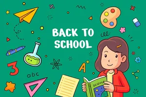 Banner cô gái học tập edu file vector mẫu KS223