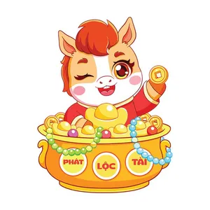 Linh Vật Ngựa Tết Tài Lộc - Hình Minh Họa Vector EPS Đáng Yêu