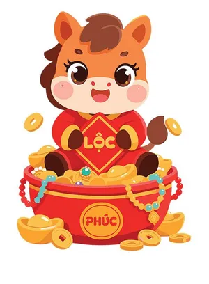 Linh Vật Ngựa Tết Tài Lộc - Hình Minh Họa Vector EPS