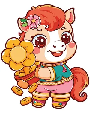 Linh Vật Ngựa Tết Dễ Thương - Hình Minh Họa Vector EPS