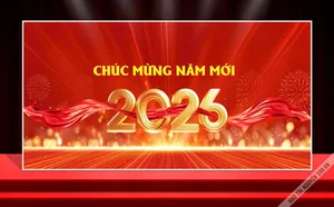 Backdrop Tết 2026 Đỏ Rực Rỡ, File Vector CDR Dễ Dàng Tùy Biến