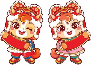 Linh Vật Ngựa Tết Nguyên Đán Dễ Thương - Minh Họa Vector EPS