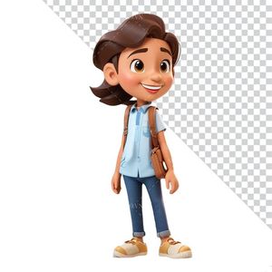 Hình ảnh cô gái đi học 3D file PNG mẫu CR874