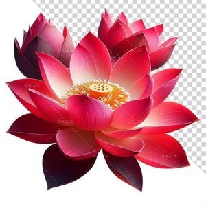 Hình ảnh bông hoa sen màu đỏ file PNG mẫu CR1636
