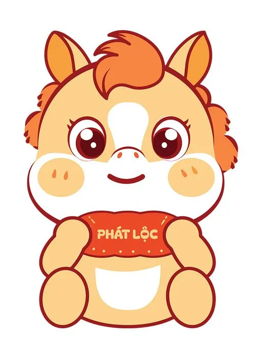 Linh Vật Ngựa Tết Phát Lộc - Vector Hoạt Hình Đáng Yêu (EPS)