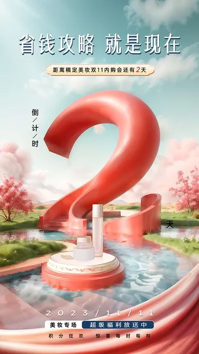 Poster PSD Quảng Cáo Mỹ Phẩm Sự Kiện 11.11, Phong Cách Hiện Đại