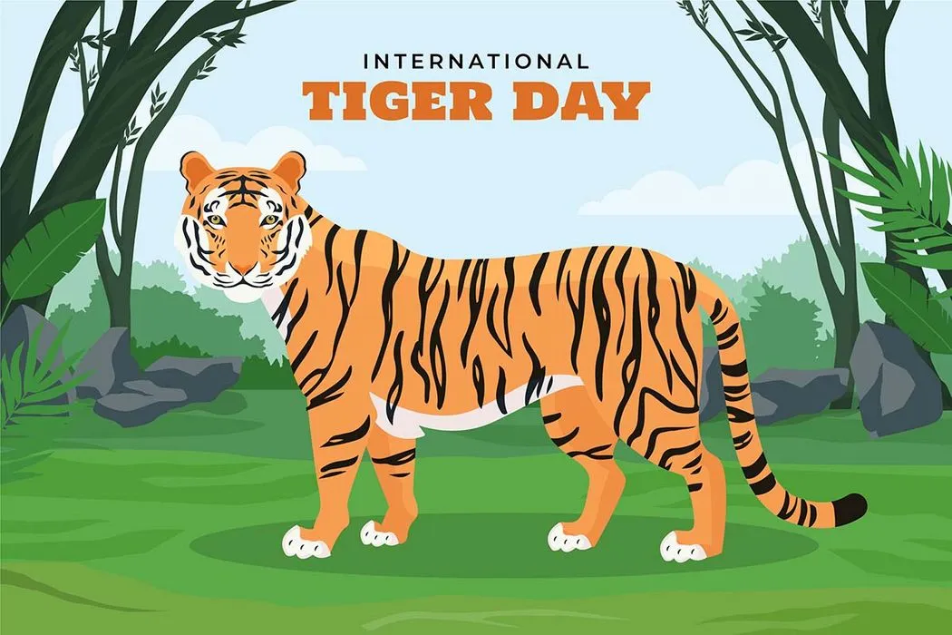 Banner chú hổ đang đi trong rừng flie vector mẫu KS66