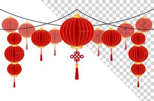 Hình ảnh dây đèn lồng hình tròn màu đỏ file PNG mẫu CR542