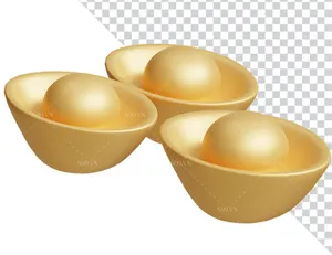Hình vẽ tay 3 thỏi vàng file PNG mẫu CR1912