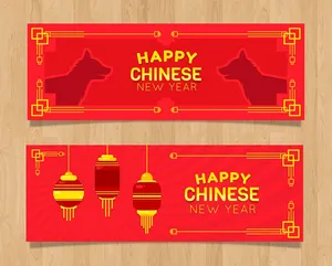 Banner Tết Nguyên Đán Đỏ May Mắn - Thiết Kế Chuyên Nghiệp EPS