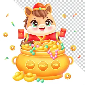 Linh Vật Ngựa Tết Nguyên Đán Dễ Thương - Hình Minh Họa PNG