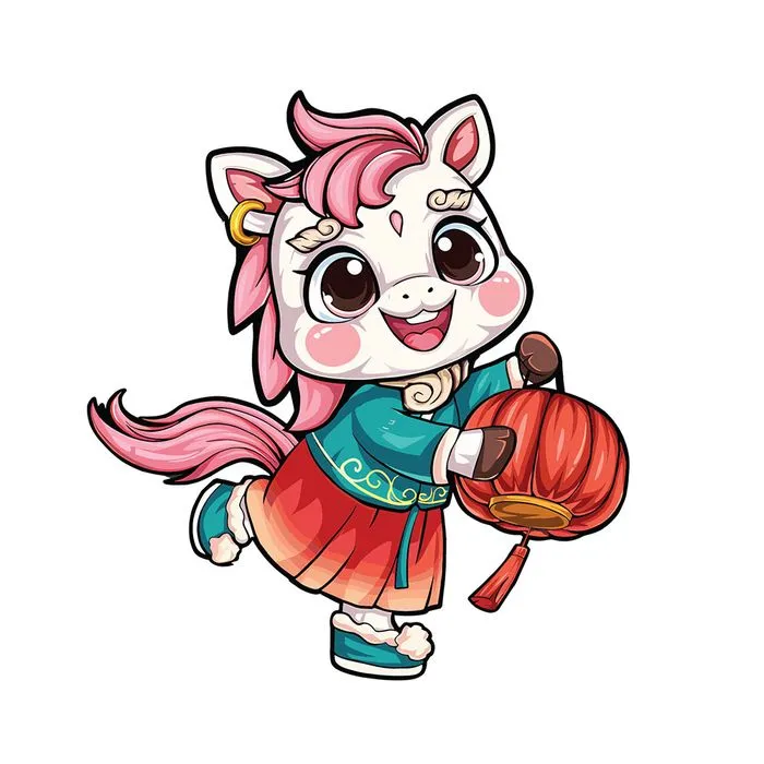 Linh Vật Ngựa Tết Nguyên Đán Dễ Thương - Hình Minh Họa Vector EPS