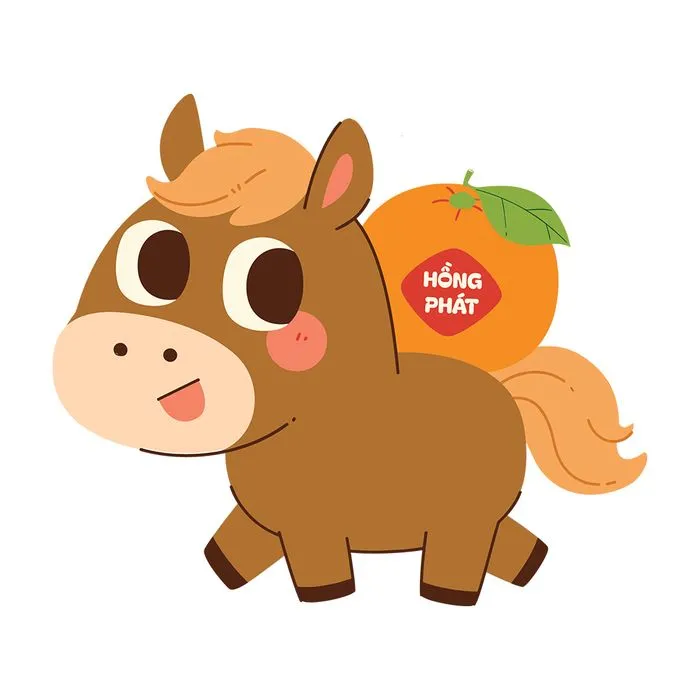 Ngựa Linh Vật Tết & Cam Hồng Phát Minh Họa Dễ Thương – File EPS