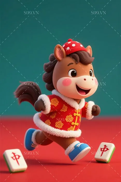 Ngựa Hoạt Hình Dễ Thương Đón Tết - Minh Họa JPG Chất Lượng Cao