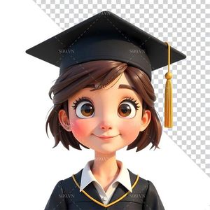 Hình ảnh cô bé học sinh tốt nghiệp 3D file PNG mẫu CR861
