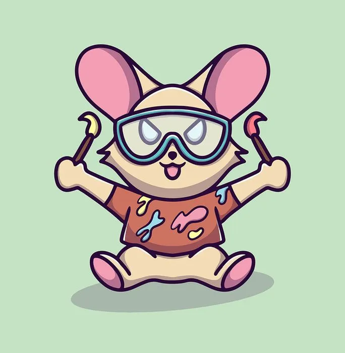 Chuột Hoạt Hình Họa Sĩ Đáng Yêu – Đồ Họa Vector EPS Đa Năng