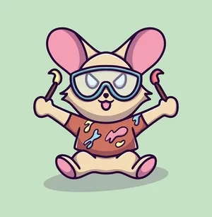 Chuột Hoạt Hình Họa Sĩ Đáng Yêu – Đồ Họa Vector EPS Đa Năng