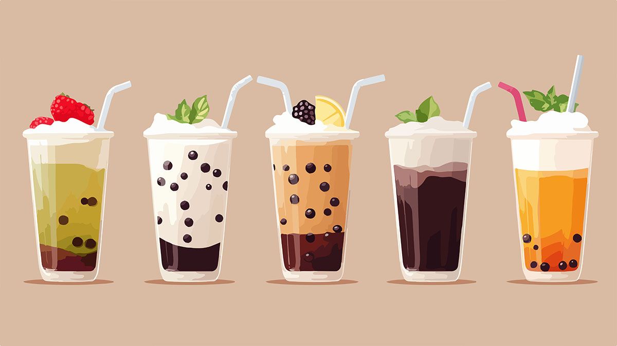 Hình ảnh cốc trà sữa hoa quả file vector mẫu CR638