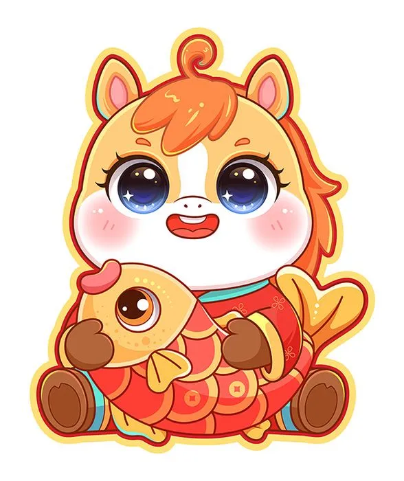 Linh Vật Ngựa Tết Nguyên Đán Dễ Thương - Minh Họa Vector EPS