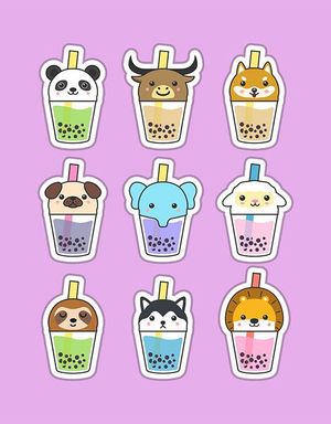 Hình ảnh cốc trà sữa cute file vector mẫu CR746
