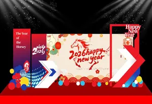 Backdrop Tết 2026 Năm Con Ngựa – File CDR Vector Thiết Kế Sân Khấu