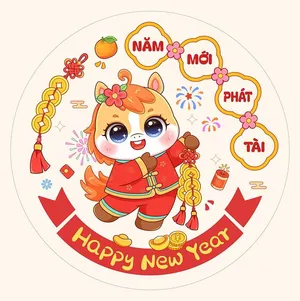 Linh Vật Ngựa Tết Nguyên Đán Dễ Thương - Minh Họa Vector EPS