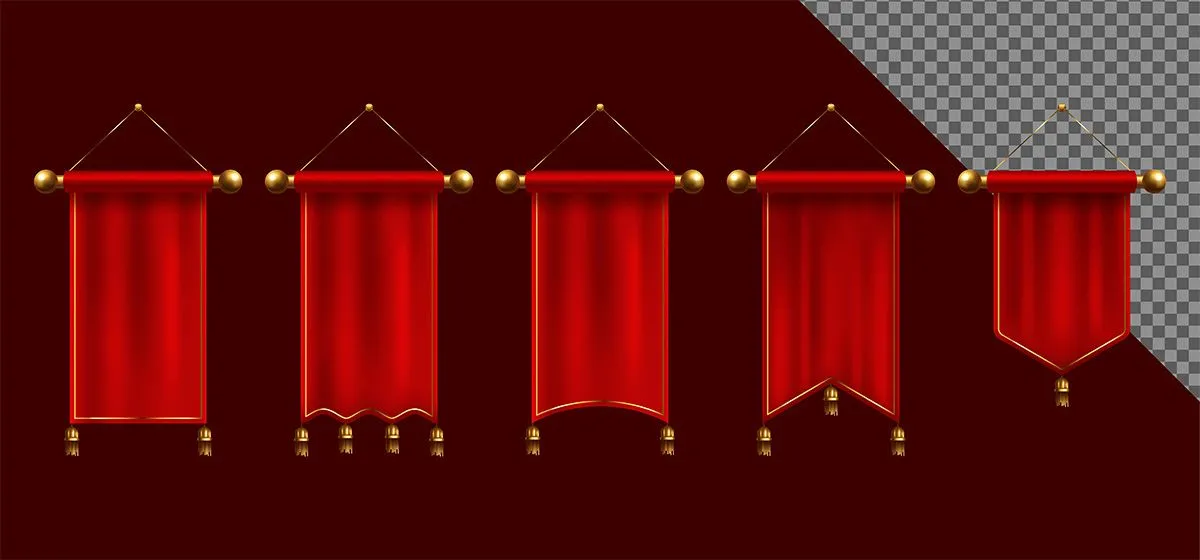 Banner Đỏ Tết Cổ Truyền – Bộ Sưu Tập Thiết Kế Câu Đối Minh Họa EPS