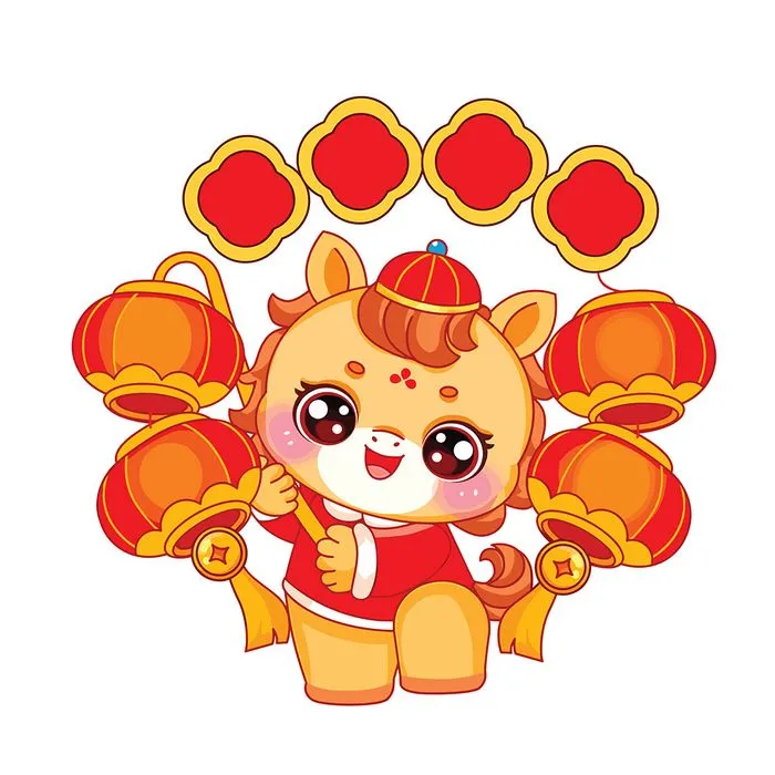 Linh Vật Ngựa Tết Dễ Thương - Minh Họa Vector Hoạt Hình