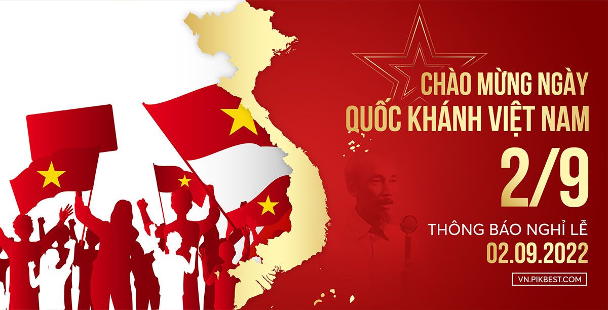 Banner chào mừng ngày quốc khánh 2-9 nền đỏ file PSD mẫu CR1343